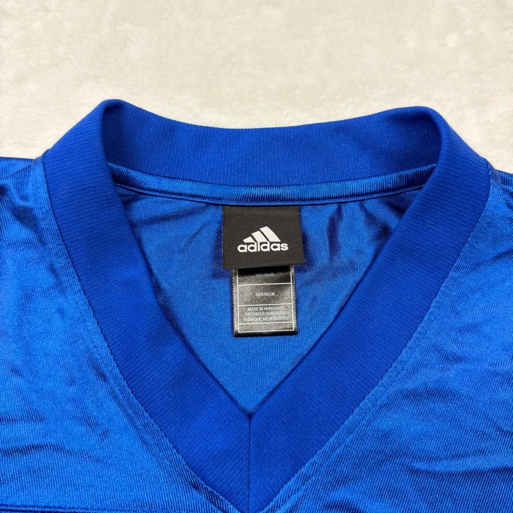 Adidas‎ Football Jersey Mens XL Blue V-Neck Mesh Practice Shirt 7918A Good